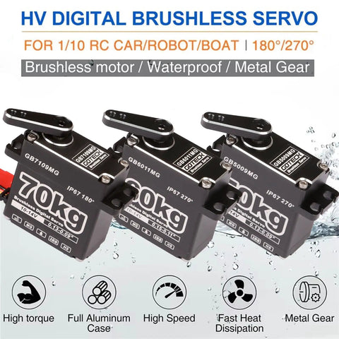 Beefy 70Kg Brushless Digital Steering Servo For RC Cars Boats And Robots 14V High Torque Metal Gear Waterproof 270 Degree Sweep