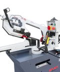 Beefy Heavy Duty Metal Band Saw With 10 Inch By 7.9 Inch Cutting Capacity, 1.5 HP Motor, 115/230V Dual Voltage, Worm Gear Drive, And Dual Coolant System For Steel, Aluminum, Pipe Fabrication, 45 Degree 60 Degree And 90 Degree Miter Cuts BS 108G.