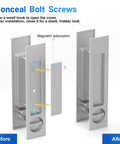 Pocket Door Hardware With Lock Privacy Recessed Edge Pull In Brushed Nickel For Smooth Quiet Sliding Doors Flush Mount Handle Kit With Durable Easy Install Design concealed bolt screw cover before and after