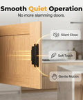 Heavy Duty 30 Lbs Stainless Steel Magnetic Door Latch With Super Strong Holding Power For Smooth Cabinet Drawer Catch And Seamless Black Closet Closure Without Jamming on a wooden cabinet door.