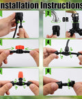 Effortless 100 Foot Drip Irrigation System Kit With 30 Adjustable Nozzles and 30 Meter One Quarter Inch Tubing installation steps