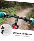 Fire Up Your Rig With This Mountain Bike Front And Rear Mechanical Disc Brake Kit Featuring Forged Aluminum Calipers and pads on handlebars.