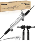 Hydraulic Power Steering Rack And Pinion For RWD Chevrolet Silverado 1500 And GMC Sierra 1500 Left Hand Drive 1999-2006 With Outer Tie Rod Ends Bolt-On Direct Fit Replacement displayed with box and components