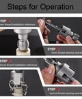 Steps for operation of 2 Piece Pipe Threader Kit With One Half And Three Quarter Inch Dies Electric Drill Compatible Internal External Threading Tool.