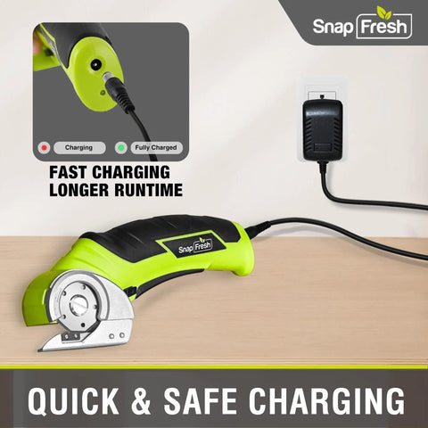 Cordless Electric Scissors 4V Mini Box Cutter With Replacement Blade And Charger for Cardboard, Carpet, Leather, Plastic, Green