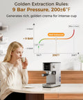 User enjoying a cup from a Semi Automatic Espresso Machine With 20 Bar Pressure And Built In Activated Carbon Water Filter Cutting Chlorine For A Crystal Clear Flavor Kick Daily Morning Fuel Compact Countertop Setup.