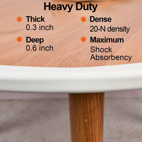 Baby Proof Edge And Corner Guards 16 Ft High Density Nbr Rubber Foam Strips With 4 Heavy Duty Caps showcasing thickness and density details.