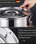 Heavy Duty 304 Stainless Steel Storage Bucket With Lid And Handle For Rice Grain Coffee Beans Dog Food Wine Milk Tank Tote Container Airtight Food Grade 9 25 Gallon Pail with breather valve top view