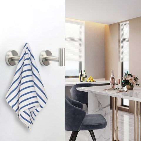 304 Stainless Steel Towel Hooks And Robe Hooks Wall Mounted With Brushed Nickel Finish in a modern kitchen setting.