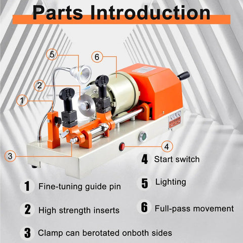 Heavy Duty Key Duplicator Cutting Machine For 110V Metal Keys Pro Grade Copying And Cloning with labeled parts introduction
