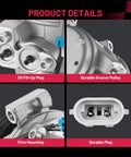Keep Your Ride Chill With This Heavy Duty AC Compressor And Clutch Assembly For Chevy Silverado Tahoe Trucks Built Tough Enough To Handle Weekday Commutes Or Weekend Road Trips Without Breaking A Sweat detailed view showing oil fill-up plug, groove pulley, and durable plug.