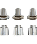 Three-Handle Bathtub And Shower Remodel Kit For Central Brass Faucets With Chrome Knob Handles, chrome flanges and nipples visible