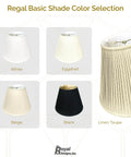 Regal Basic Lamp Shade Color Selection including Deep Empire Beige Lamp Shade With Side Pleat Finish Silk Look Shantung Material 10 Inch Top 20 Inch Bottom 15 Inch Tall Easy To Install Classic Neutral Glow For Home Decor