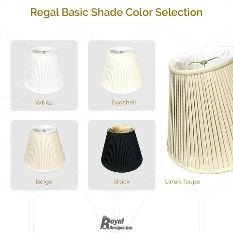 Regal Basic Lamp Shade Color Selection including Deep Empire Beige Lamp Shade With Side Pleat Finish Silk Look Shantung Material 10 Inch Top 20 Inch Bottom 15 Inch Tall Easy To Install Classic Neutral Glow For Home Decor