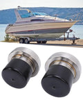 2Pcs Boat Trailer Bearing Protectors With Covers, Stainless Steel Wheel Center Grease Caps, 2.717 Inch Diameter shown near boat