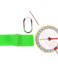 Directional Thumb Compass Portable Precision Navigation Tool for Hiking and Backpacking with green strap and clear base