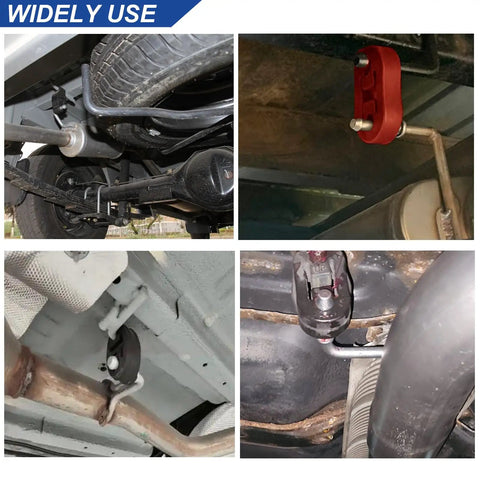 Universal Exhaust Hanger Rod Set 4 Pieces 10 Inch Long 304 Stainless Steel Muffler Hangers installed under vehicle