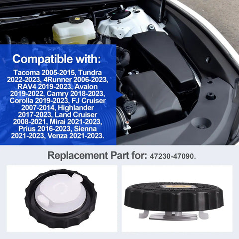 Reservoir Cap for Brake Fluid Master Cylinder Compatible With Tacoma Tundra 4Runner RAV4 Camry Corolla Avalon 47230 47090