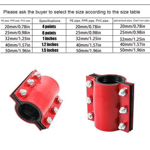 Heavy Duty Pipe Repair Clamp for Steel and Plastic Pipes, Waterproof Seal, Rustproof Steel Body, Easy to Install