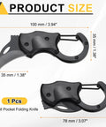 Dope Compact Pocket Folding Knife With Carabiner Clip And Keychain For Everyday Carry, 1.38 Inch Blade, Black, product dimensions