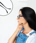 No Sweat TR90 Eyeglasses Replacement Arms Temple Repair Kit With Screws And Compact Screwdriver Quick Snap Frame Fixes For Broken Glasses Solid Gear You Will Love displayed with woman in glasses.