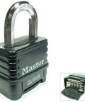 1178D 4 Digit Resettable Combination Padlock Die Cast Body 8 Pack Keyed Different, black silver security lock with open cover