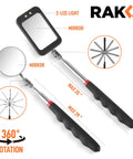 Must Have 5 Piece Magnetic Pickup Tool Set With 360 Swivel Mirrors Telescoping Magnet Reach Flexible LED Flashlight