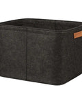 Hella Spacious Rectangular Felt Storage Basket With Faux Leather Handles, Collapsible Gray Organizer Bin for toys, gear, linens.