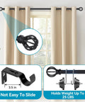 Super Strong Heavy Duty Black Curtain Rods For Windows Adjustable From 28 To 48 Inches 5/8 Inch Diameter Premium Metal