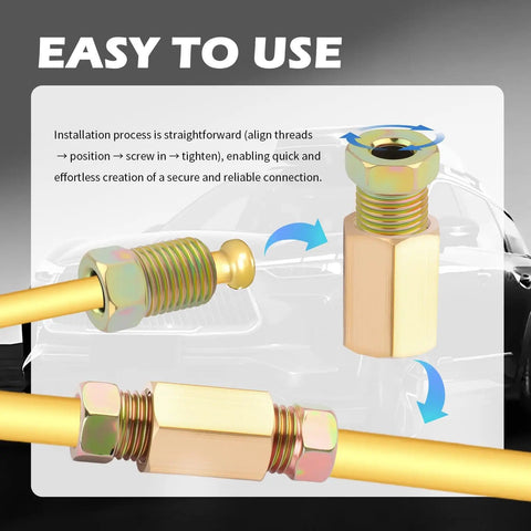 Close-up of Extensive Brake Line Fittings Kit With 100 Pieces For 1/4 Inch And 3/16 Inch Tubing Nuts And Connectors installation