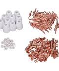 110 Piece Plasma Cutter Consumables Set With Ceramic Cups Electrodes Nozzles And Gas Rings For Cut40 50 Plasmatorch Parts, showing ceramic cups and electrodes.