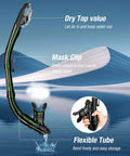 Dry Snorkel With Top Dry Valve And Food Grade Silicone Mouthpiece For Easy Breathing While Snorkeling And Diving