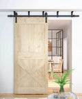 6.6 Foot Straight Roller Sliding Door Track Hardware Ceiling Mount Kit For Barn Wood Closet And Interior Doors, Installed View