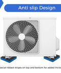 4 Pack Tough As Nails Anti Vibration Pads 4X4 Inch Ribbed Rubber Sound Isolation Mats With Blue Eva Core under HVAC unit.