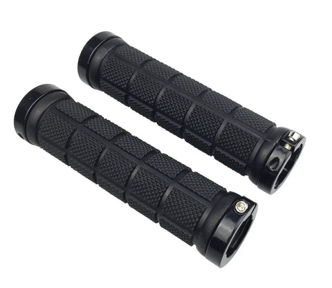 Comfy Rubber Bike Handlebar Grips With Aluminum Alloy Core And Plastic End Caps For MTB BMX And More, 128mm Long, 22.2mm Diameter