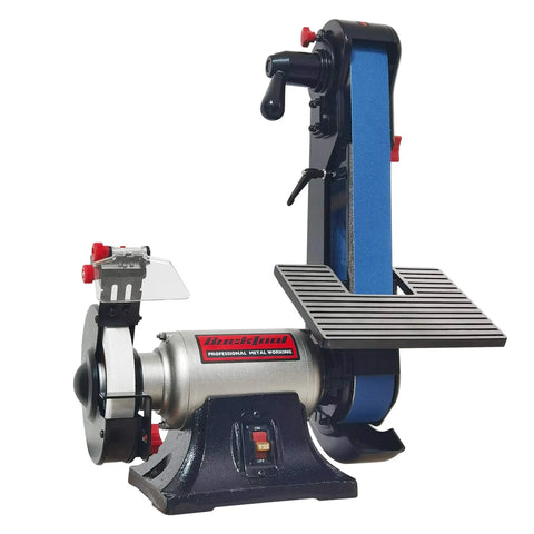 Front view of Combo 2x42 Inch Belt Sander and 6 Inch Bench Grinder Knife Sharpener with Large Work Table Upgraded BG2600 Model