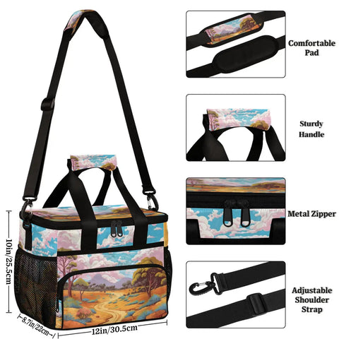 Insulated Picnic Backpack With Lunch Box For Women And Men, 12x8.7x10 Inch, adjustable strap and metal zipper, keeps food fresh