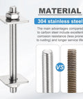 Heavy Duty Fully Threaded M4x100mm Stainless Steel Rods Set For Structural Fastening And Mounting With Nuts And Washers, 304 Grade