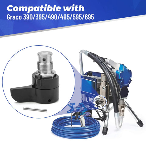 Spray Prime Drain Valve Kit Replacement For Airless Sprayers 390 395 490 495 595 695 with parts and sprayer shown