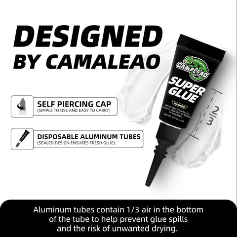 All Purpose Super Glue Liquid For Plastic Wood Leather Jewelry And Paper With Quick Bond 2610 PSI Strength And 10 To 45 Seconds Cure Time Mini 4 Pack Of 1g Tubes For Small Household Repairs And Craft Fixes shown with self-piercing cap and disposable aluminum tube design.