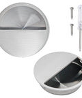 Round Hidden Door Pulls Set, Stainless Steel Recessed Flush Cabinet Pulls for Sliding Barn Doors, 50mm Diameter, 2 Pieces