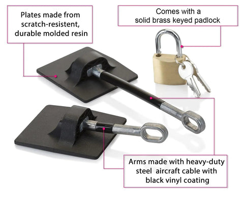 Refrigerator Door Lock With Padlock Black High Security No Drilling Required Durable Plate Lock With Ultra Strong 3M VHB Tape detail view