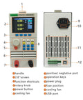 Hardcore Programmable DC Load Tester, 400W, 0 to 150V and 0 to 40A, Battery Capacity Detection, Constant Current And Constant Voltage Modes, USB Power Tester For Power Supplies, Chargers, And Switching Chargers, Ultra Precise. Front and rear view with screen, knobs, ports, and cooling fan.