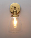 Industrial Vintage Sconce With Oval Cone Clear Glass Shade 1 Light Wall Light In Antique Gold Finish Perfect For Living Room Or Bedroom