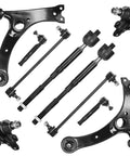 Beefy Front Suspension Kit for Toyota Corolla 2003 to 2008 Featuring Lower Control Arms Ball Joints Sway Bar Links and Tie Rods 10 Piece Set Heavy Duty OE Style Replacement Ready to Install and Built for Smooth Rides, 10-piece black steel set
