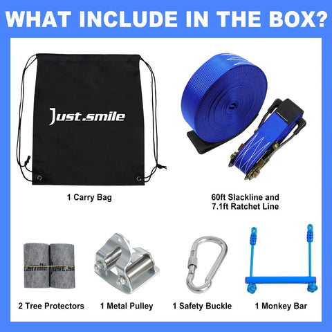 Kids Zipline Kit With Stainless Steel Slackline Pulley Slider And Swing Seat Backyard Zip Line Set With 60ft Ninja Slackline