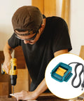 Rugged Heavy Duty Charging Station Power Cord With Inline Voltage Guard Compact Portable Battery Adapter For Bl1830 Bl1860 Bl1850 Bl1840 being used with power tools.