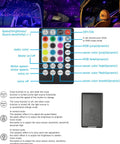 Remote control for Lit Twinkle Star Ceiling Kit for Car and Home With 10W RGBW Fiber Optic Light Engine, functions labeled.