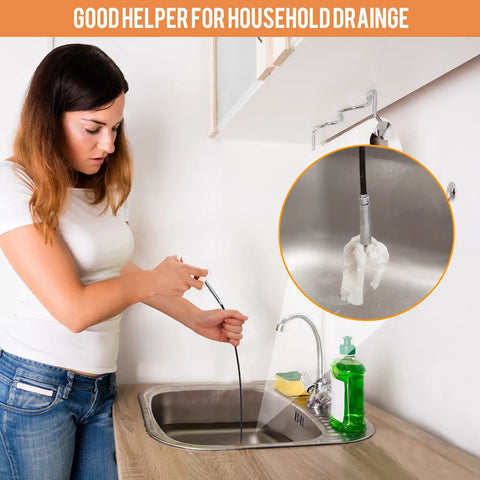 Person using Flexible Sink Grabber Reacher Tool With Four Claws Retractable Clean Claw to remove item from kitchen sink drain.