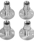 4 Pack Stainless Steel Adjustable Flanged Feet For 1-5/8 In Tubing, 3-1/2 In Diameter Round Table Base, top view of ground stabilizers